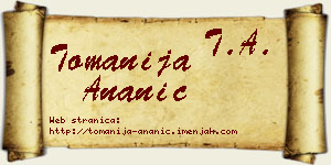 Tomanija Ananić vizit kartica